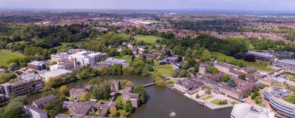 Aerial view of University of York campus